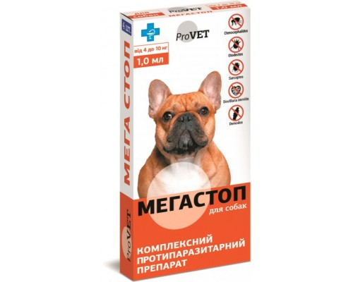 ProVET МЕГА СТОП - краплі від зовнішніх і внутрішніх паразитів для собак, 1 піпетка