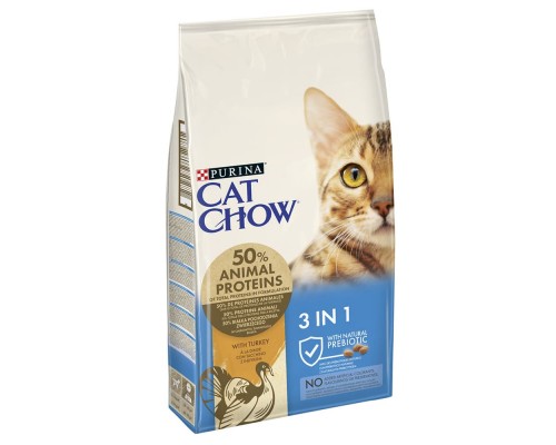 Cat Chow (Кет Чау 3в1) 3in1 Корм для кішок з формулою потрійної дії з індичкою