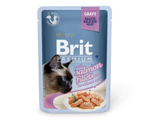 Brit Premium Ніжні шматочки з філе лосося в соусі для стерилізованих кішок