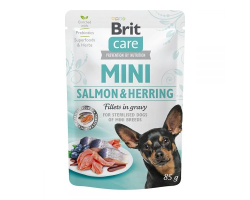 Brit Care Mini Salmon & Herring павукові філе лосось і оселедець в соусі для стерилізованих собак 85 гр