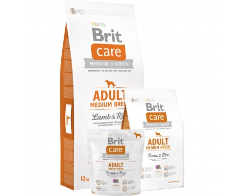 Brit Care ADULT MEDIUM BREED Lamb & Rice - корм для собак середніх порід (ягня / рис)