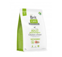 Сухой корм Brit Care Dog Sustainable Adult Medium Breed для собак средних пород, с курицей и насекомыми