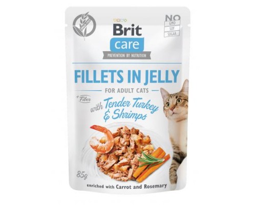 Вологий корм Brit Care Cat Pouch для котів, в желе, ніжна індички з креветками, 85 г