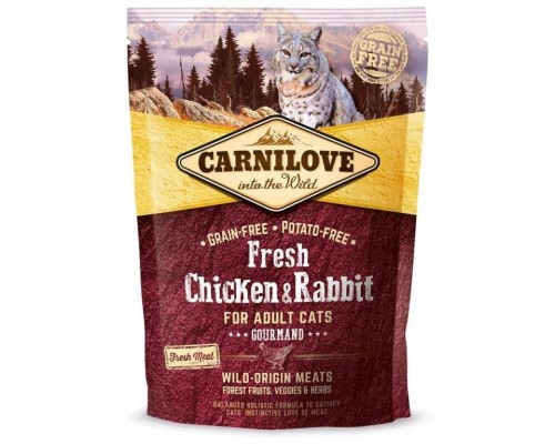Carnilove Fresh Chicken & Rabbit Gourmand for Adult cats для взрослых котов с курицей и кроликом