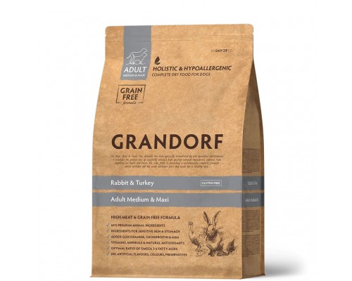 Grandorf Dog Medium & Maxi Rabbit & Turkey Грандорф кролик та індичка для середніх та крупних порід 10 кг
