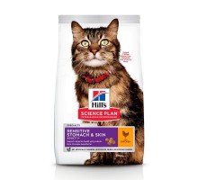 Hill's (Хиллс) Feline Adult Sensitive Stomach & Skin Chicken Сухой корм для кошек с чувствительным пищеварением, с курицей