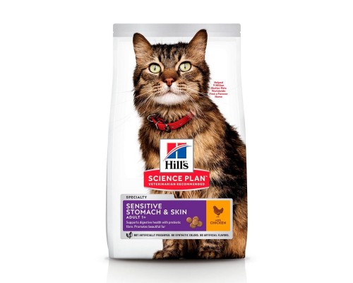Hill's (Хиллс) Feline Adult Sensitive Stomach & Skin Chicken Сухий корм для котів з чутливим травленням, з куркою