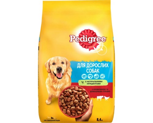 Pedigree сухий корм для дорослих собак з яловичиною та птицею, 8.4 кг