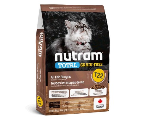 T22 NUTRAM Total GF Холістик для котів всіх життєвих стадій; з куркою та індичкою; без/зерн, 20 кг