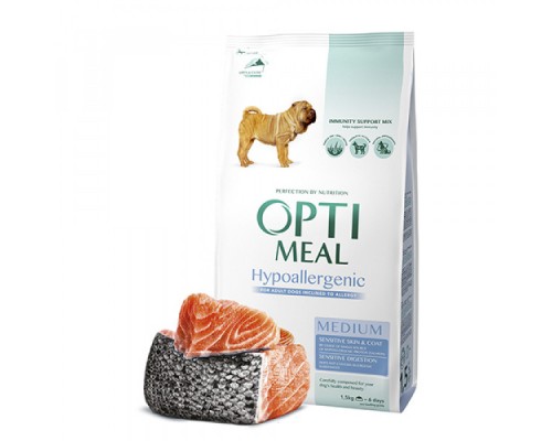 Optimeal (Оптіміл) гіпоалергенний сухий корм для дорослих собак середніх порід з лососем