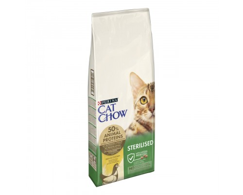 AКЦИЯ! Cat Chow Sterilized корм для стерилизованных кошек, кастрированных котов с курицей, 15кг