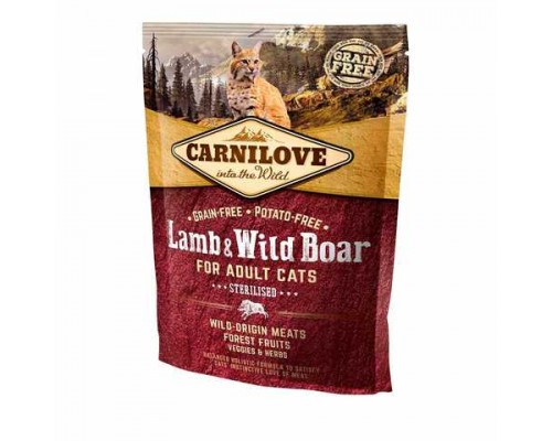 Carnilove Cat Lamb & WildBoar Sterilised с ягненком и мясом дикого кабана для взрослых стерилизованных кошек