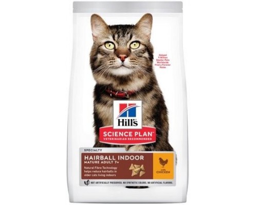 Hill`s (Хіллс) Feline Mature Adult 7 + Hairball Control Chicken Сухий корм для виведення шерсті у кішок старше 7 років живуть в приміщенні з куркою