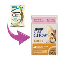 Cat Chow Adult Ніжні шматочки в желе з лососем і зеленим горошком для кішок