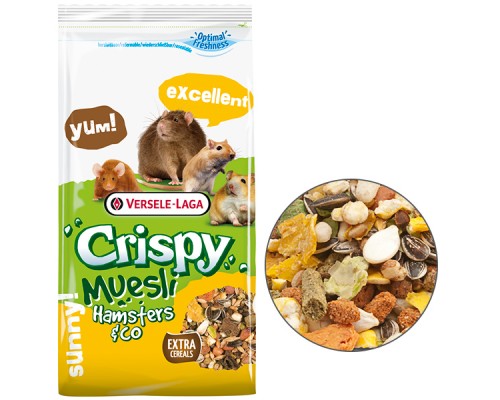 Versele-Laga Crispy Muesli Hamster ВЕРСЕЛЕ-ЛАГА КРИСПИ МЮСЛИ ХОМЯК корм для хомяков, крыс, мышей, песчанок , 1 кг.