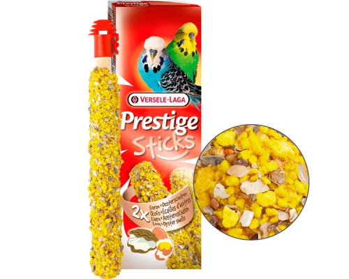 Versele-Laga Prestige Sticks Budgies Eggs&Oyster Shells ВЕРСЕЛЕ-ЛАГА ЯЙЦЯ І МУШЛІ УСТРИЦЬ ласощі для хвилястих папуг