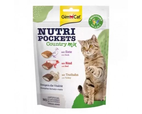 GimCat Nutri Pockets Country Mix Подушечки для кошек с уткой, говядиной и индейкой 150 г