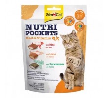 GimCat Nutri Pockets Malt-Vitamin Mix Подушечки cолод-вітамінний мікс для котів 150г