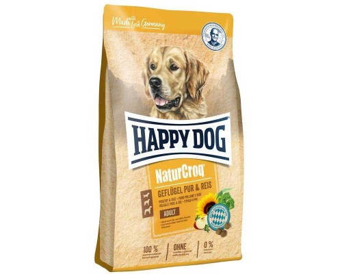 Happy Dog Naturcroq Geflugell Pur & Reis для дорослих собак всіх порід з птицею і рисом