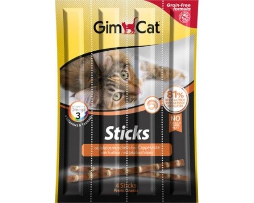 GimCat Sticks М'ясні палички для кішок з лососем і гребінцями 4 шт