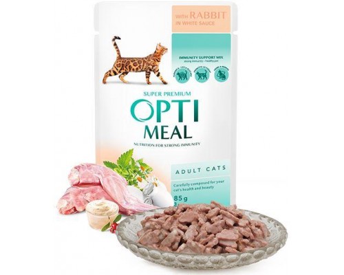 Optimeal (Оптіміл) вологий корм для дорослих котів з кроликом в білому соусі