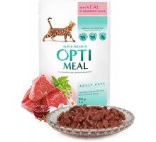 Optimeal (Оптіміл) вологий корм для дорослих котів з телятиною в журавлинному соусі