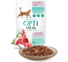 Optimeal (Оптіміл) вологий корм для дорослих котів з чутливим травленням з ягням та індичкою у соусі