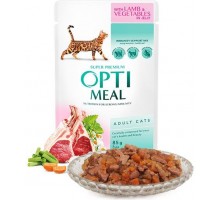 Optimeal (Оптіміл) вологий корм для дорослих кішок з ягням і овочами в желе