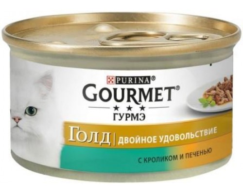 Gourmet Gold (Гурме Голд) Подвійне задоволення. Шматочки в підливі з кроликом і печінкою, 85г