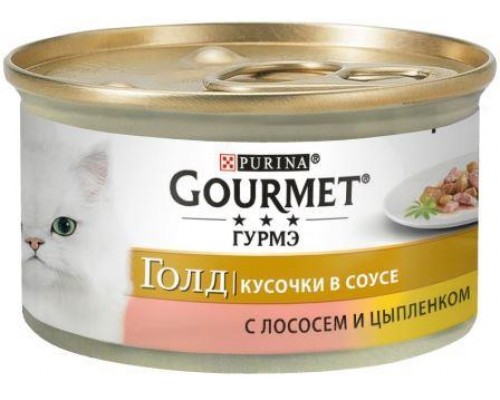 Gourmet Gold (Гурме Голд) Шматочки в підливі з лососем і курчам, 85г