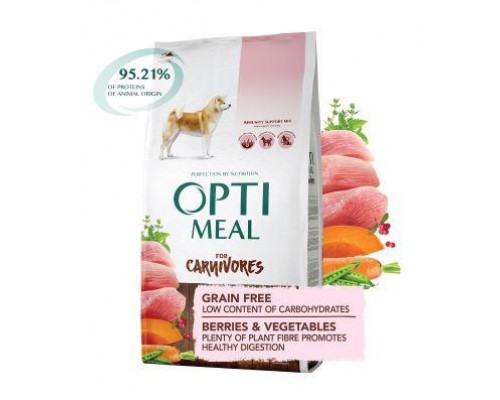 Optimeal (Оптіміл) беззерновий сухий корм для дорослих собак всіх порід індичка з овочами
