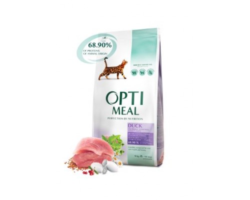 Optimeal (Оптимил) сухой корм для взрослых кошек с эффектом выведения шерсти утка