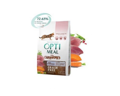Optimeal (Оптимил) беззерновой сухой корм для взрослых кошек утка с овощами