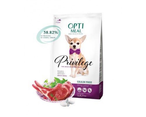 Optimeal (Оптіміл) беззерновий сухий корм для дорослих собак мініатюрних і малих порід з ягням