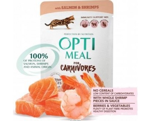 Optimeal (Оптіміл) беззерновий вологий корм для кішок лосось з креветками в соусі