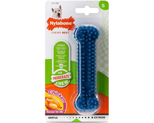 Nylabone Moderate Chew Dental Bone НІЛАБОН ДЕНТАЛ БОУН жувальна іграшка кістка для собак, смак курей , S, для собак до 11 кг , Курка , 12,1x3,8x2,5 см