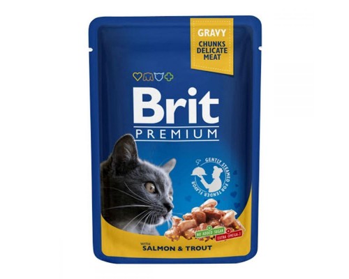 Brit Premium Шматочки з лососем і фореллю для кішок