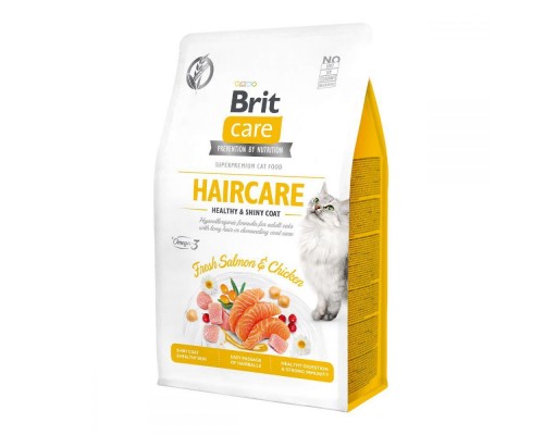 Brit Care Cat Grain-Free Healthy and Shiny Coat корм беззерновой з лососем і куркою для кішок зі складним доглядом за шерстю