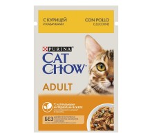 Cat Chow Adult Нежные кусочки в желе с курицей и кабачками для кошек